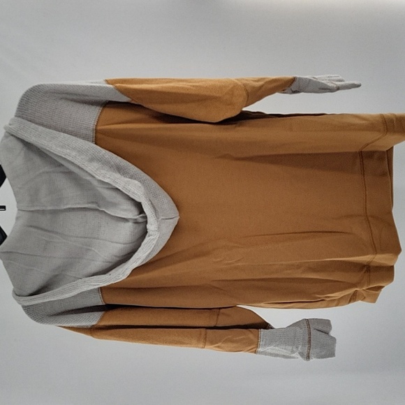 Tan Oversized Hoodie with Gray Accents - Picture 9 of 16